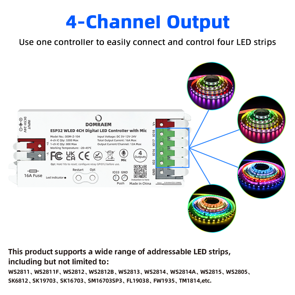 DOMRAEM ESP32 WLED Controller  - đánh giá và giá Smart Garden Light Controller
