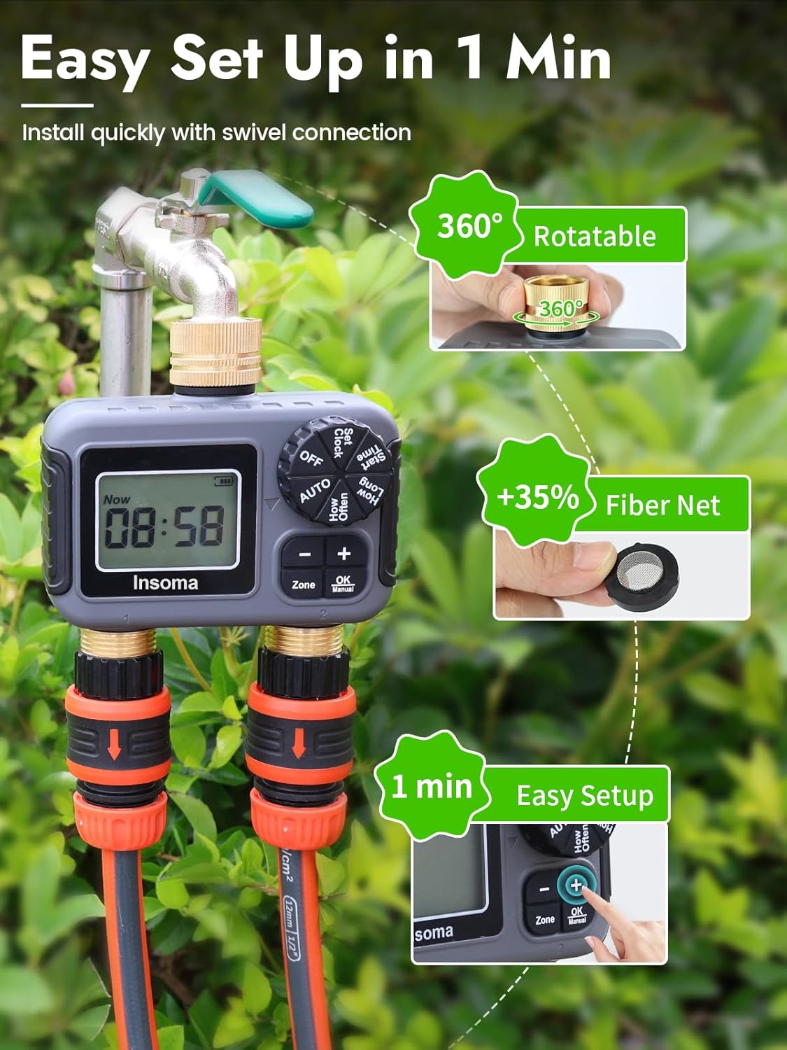 Dual Outlets Smart Irrigation  - đánh giá và giá Smart Garden Sphagnum Moss
