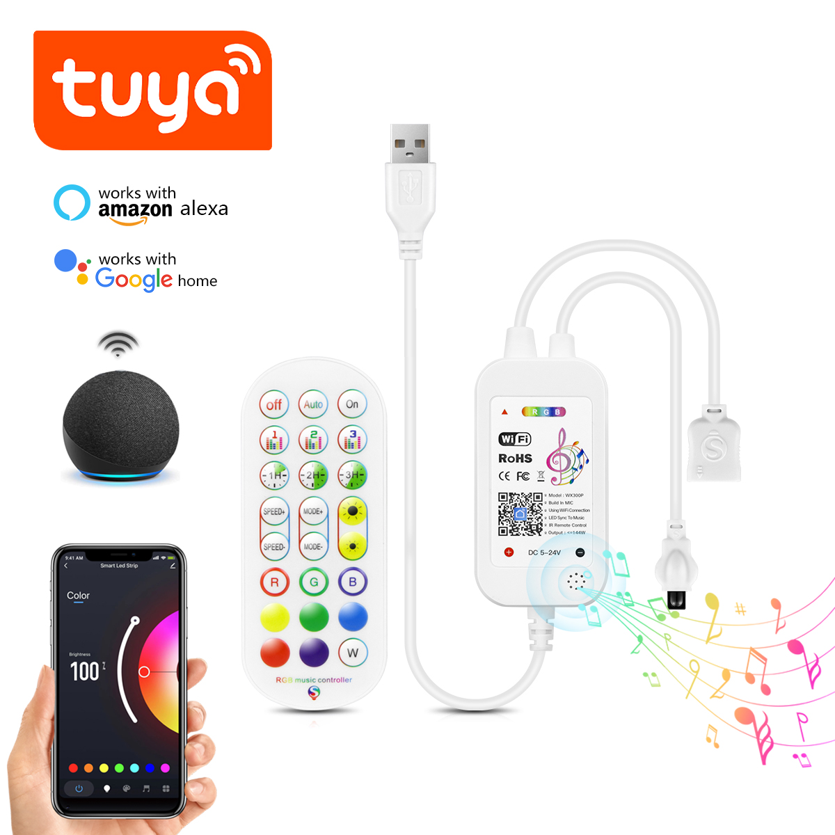 DC5V Tuya APP Wifi LED RGB Con - đánh giá và giá Smart Garden Light Controller